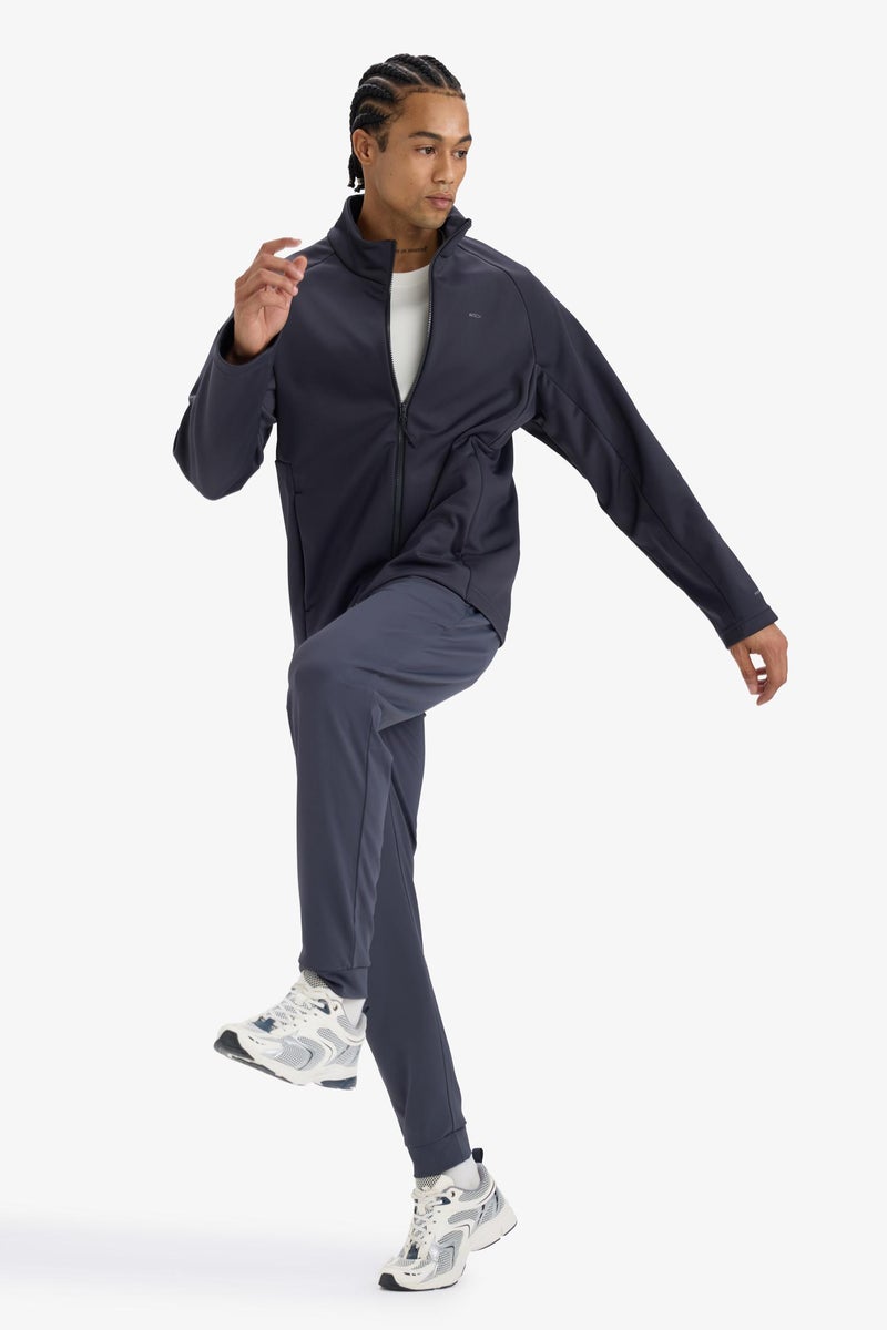 DeFacto Grey Man DeFactoFit Waterproof Slim Fit Zippered Softshell Rain Jacket Casual - Image 4